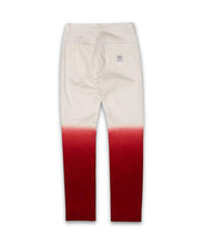 Load image into Gallery viewer, LaGuardia Dip Dye Moto Denim - Burgundy/White
