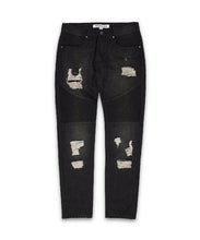 Load image into Gallery viewer, Thames Distressed Moto Denim - Black
